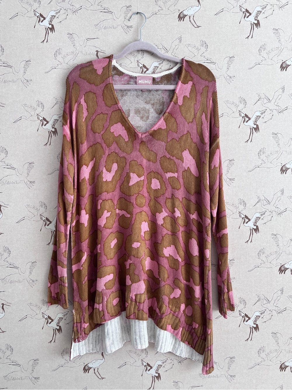 Show me your mumu hug me sweater in rosy leopard print